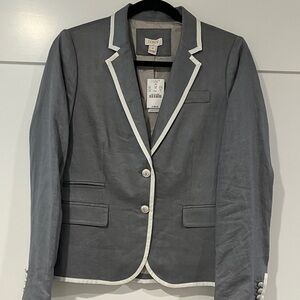 J. Crew Factory Gray Blazer with White Trim